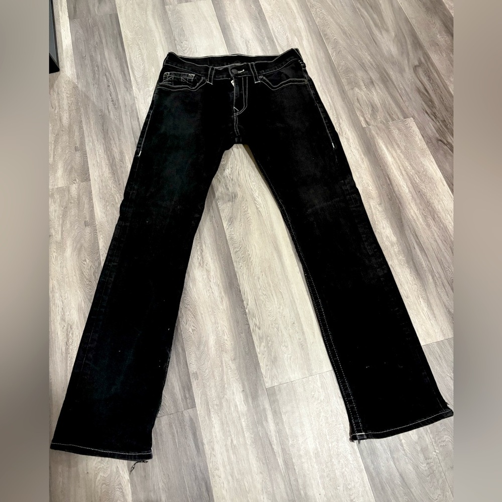Black embroidered western straight fit jeans size 33 true religon